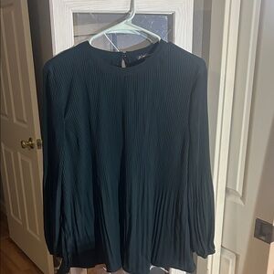 Adrianna Papell Dark Green Pleated Blouse